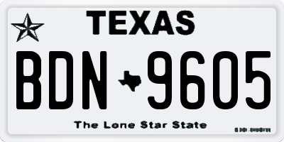 TX license plate BDN9605