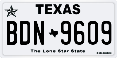 TX license plate BDN9609