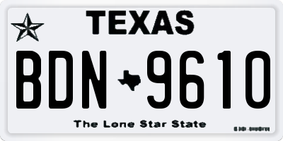 TX license plate BDN9610