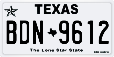 TX license plate BDN9612