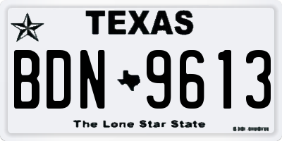 TX license plate BDN9613