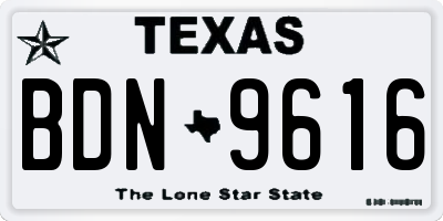 TX license plate BDN9616