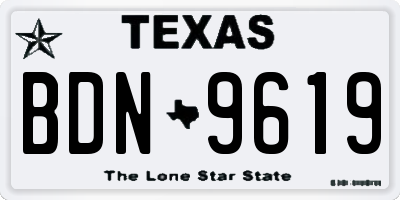 TX license plate BDN9619