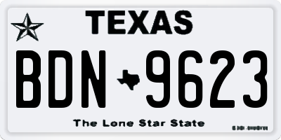 TX license plate BDN9623