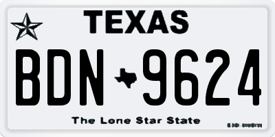 TX license plate BDN9624