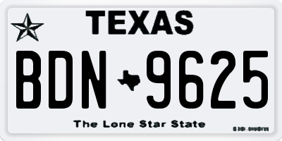 TX license plate BDN9625