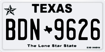 TX license plate BDN9626