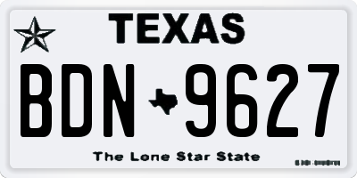 TX license plate BDN9627