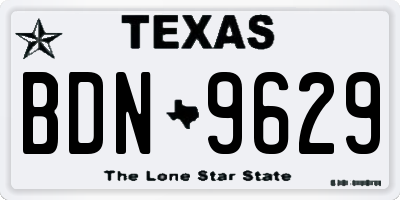TX license plate BDN9629