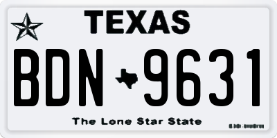 TX license plate BDN9631