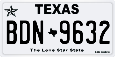 TX license plate BDN9632
