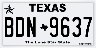TX license plate BDN9637