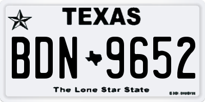 TX license plate BDN9652