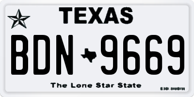 TX license plate BDN9669