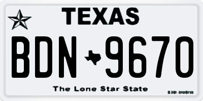 TX license plate BDN9670