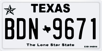 TX license plate BDN9671