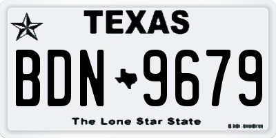 TX license plate BDN9679