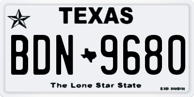 TX license plate BDN9680
