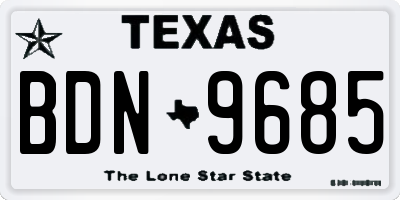 TX license plate BDN9685