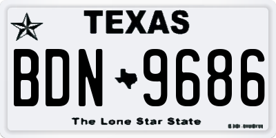 TX license plate BDN9686