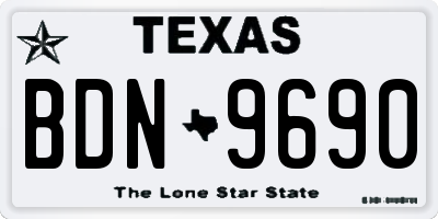 TX license plate BDN9690