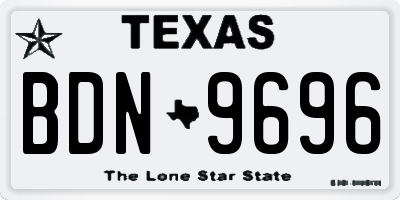 TX license plate BDN9696
