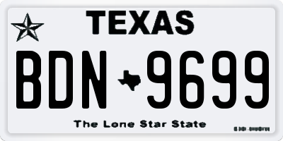 TX license plate BDN9699