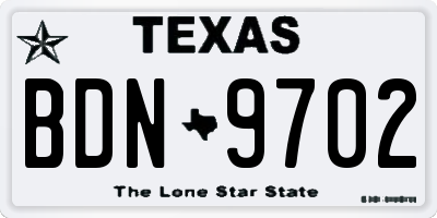 TX license plate BDN9702