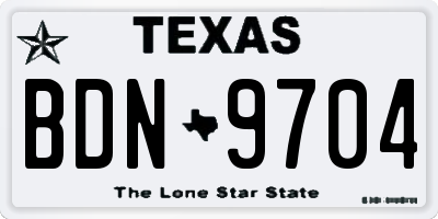 TX license plate BDN9704