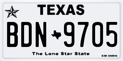 TX license plate BDN9705