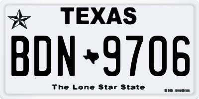 TX license plate BDN9706