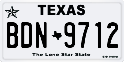 TX license plate BDN9712