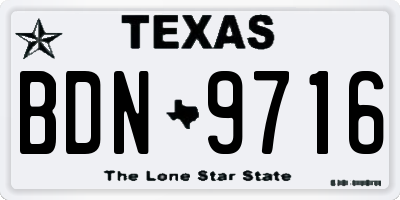 TX license plate BDN9716