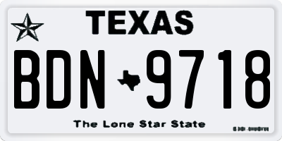 TX license plate BDN9718
