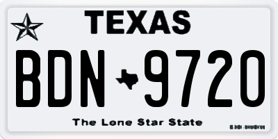 TX license plate BDN9720