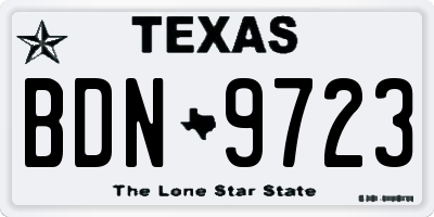 TX license plate BDN9723