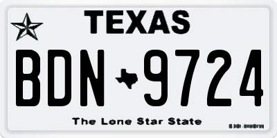 TX license plate BDN9724