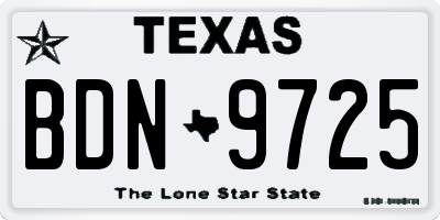 TX license plate BDN9725