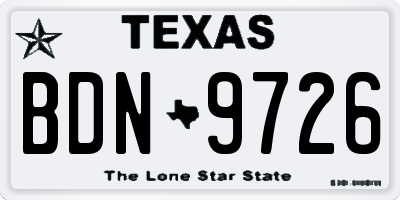 TX license plate BDN9726
