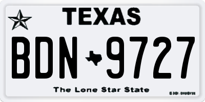 TX license plate BDN9727