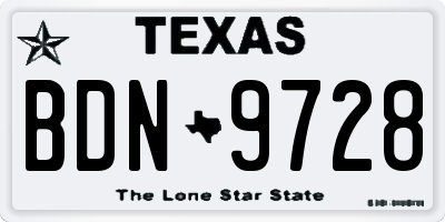 TX license plate BDN9728