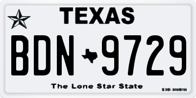TX license plate BDN9729