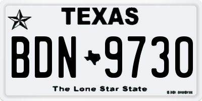 TX license plate BDN9730