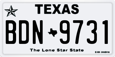 TX license plate BDN9731