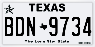 TX license plate BDN9734