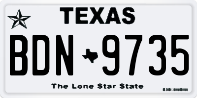 TX license plate BDN9735