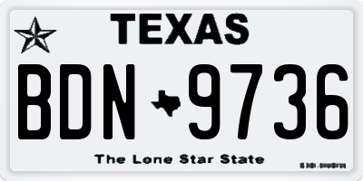 TX license plate BDN9736