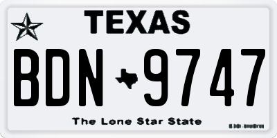 TX license plate BDN9747