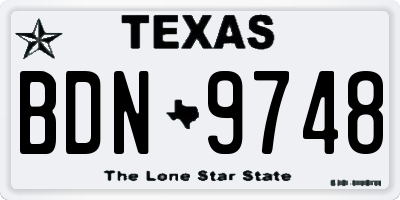 TX license plate BDN9748