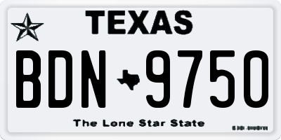 TX license plate BDN9750